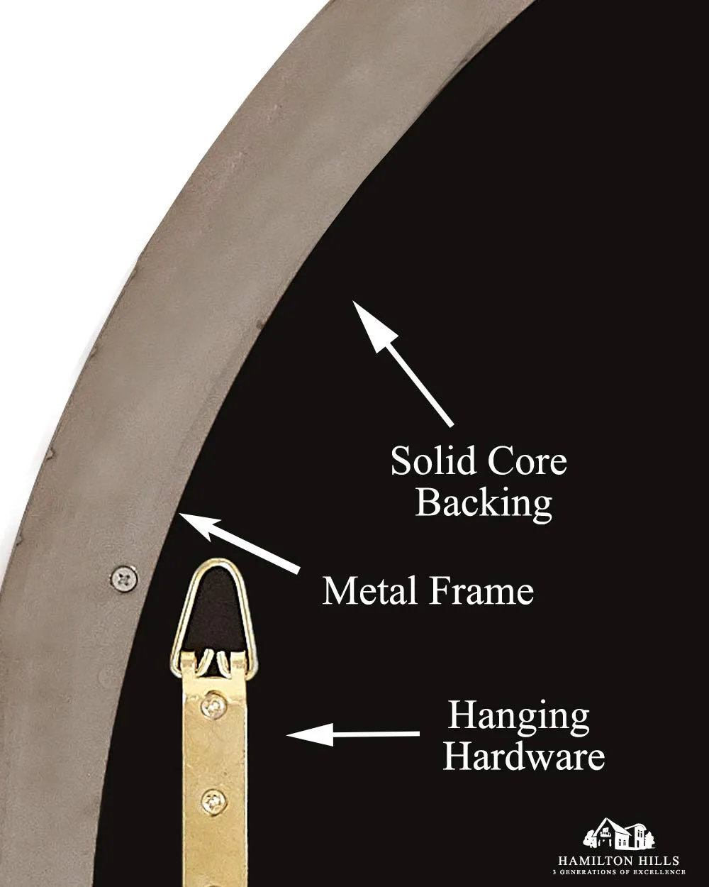 24" Silver Circle Deep Set Metal Round Frame Mirror Contemporary Brushed Metal Silver