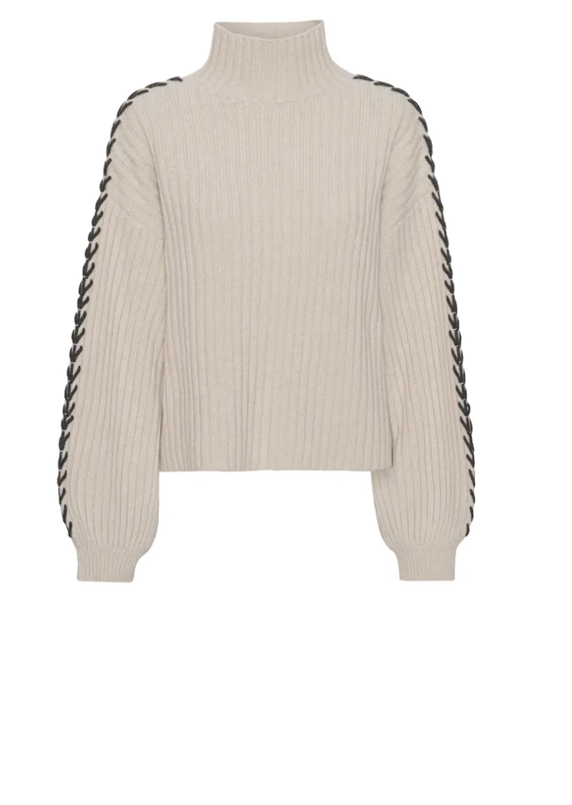 2nd Ronia Beige Turtle Neck Sweater With Arm Detail