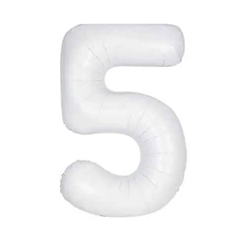 34" Number '5' Mylar Balloon - White