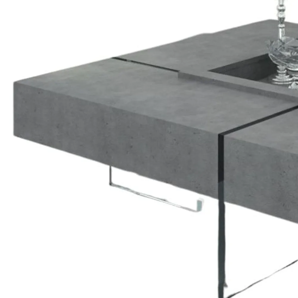 47" Gray And Clear Glass Square Coffee Table