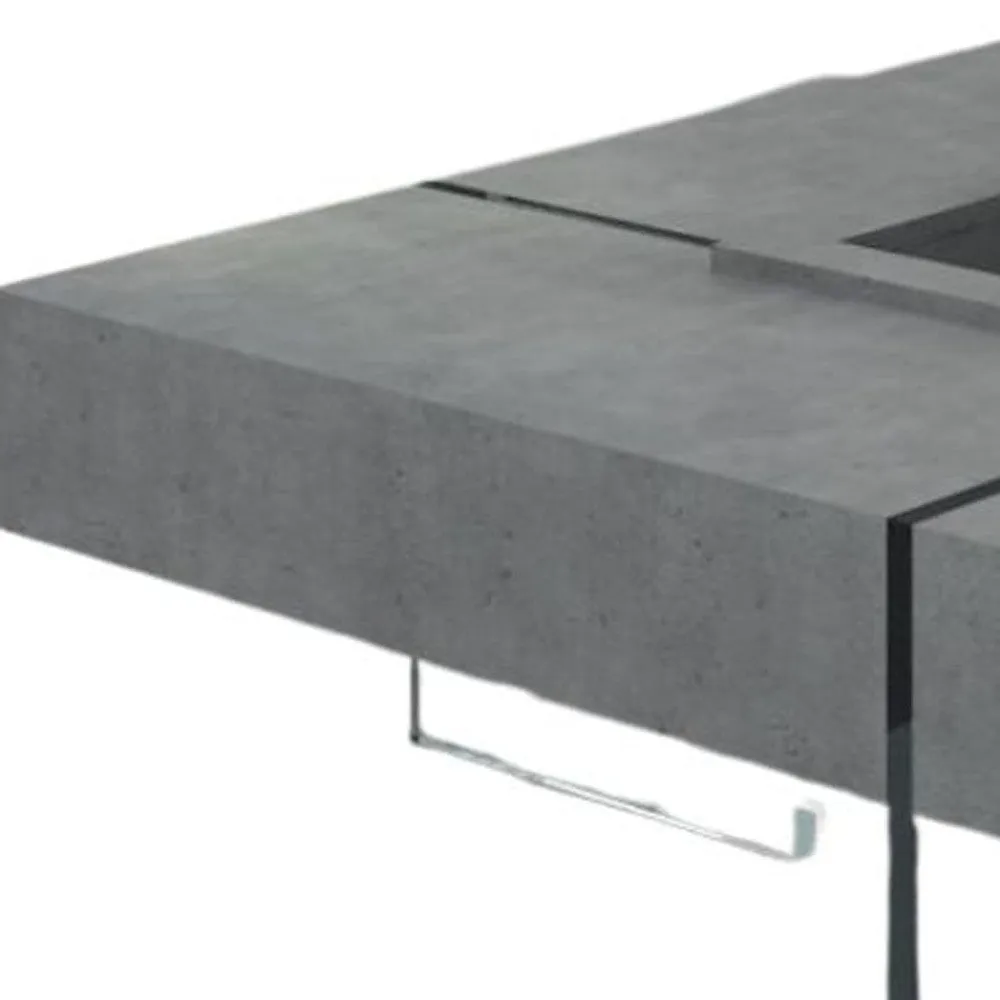 47" Gray And Clear Glass Square Coffee Table