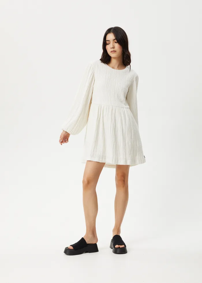 Afends - Focus Hemp Seersucker Mini Dress in White