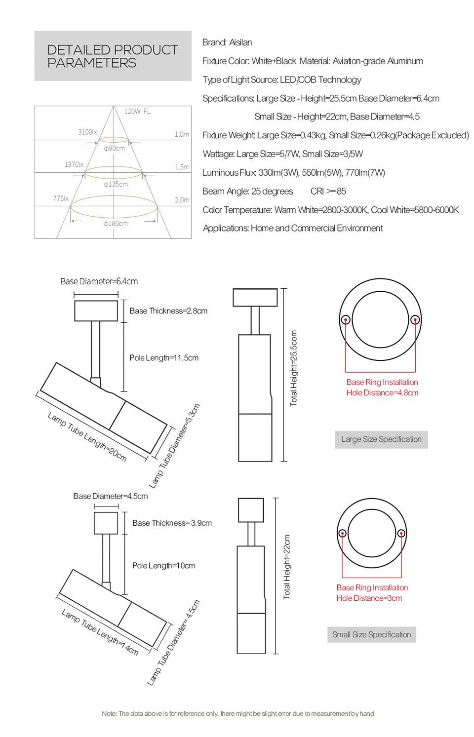 AiS Modern LED Ceiling Spotlights Surface Mounted 360 90 Angle Rotation