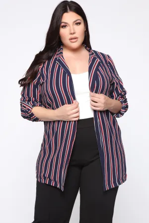 All Checked Out Blazer - Navy