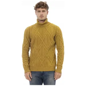 Alpha Studio Yellow Merino Wool Men Sweater