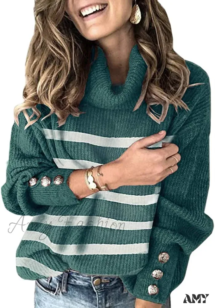 Amy Fashion - Women's Oversized Turtleneck Chunky Pullover Sweaters