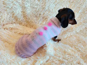 Angora dog sweater with flowers