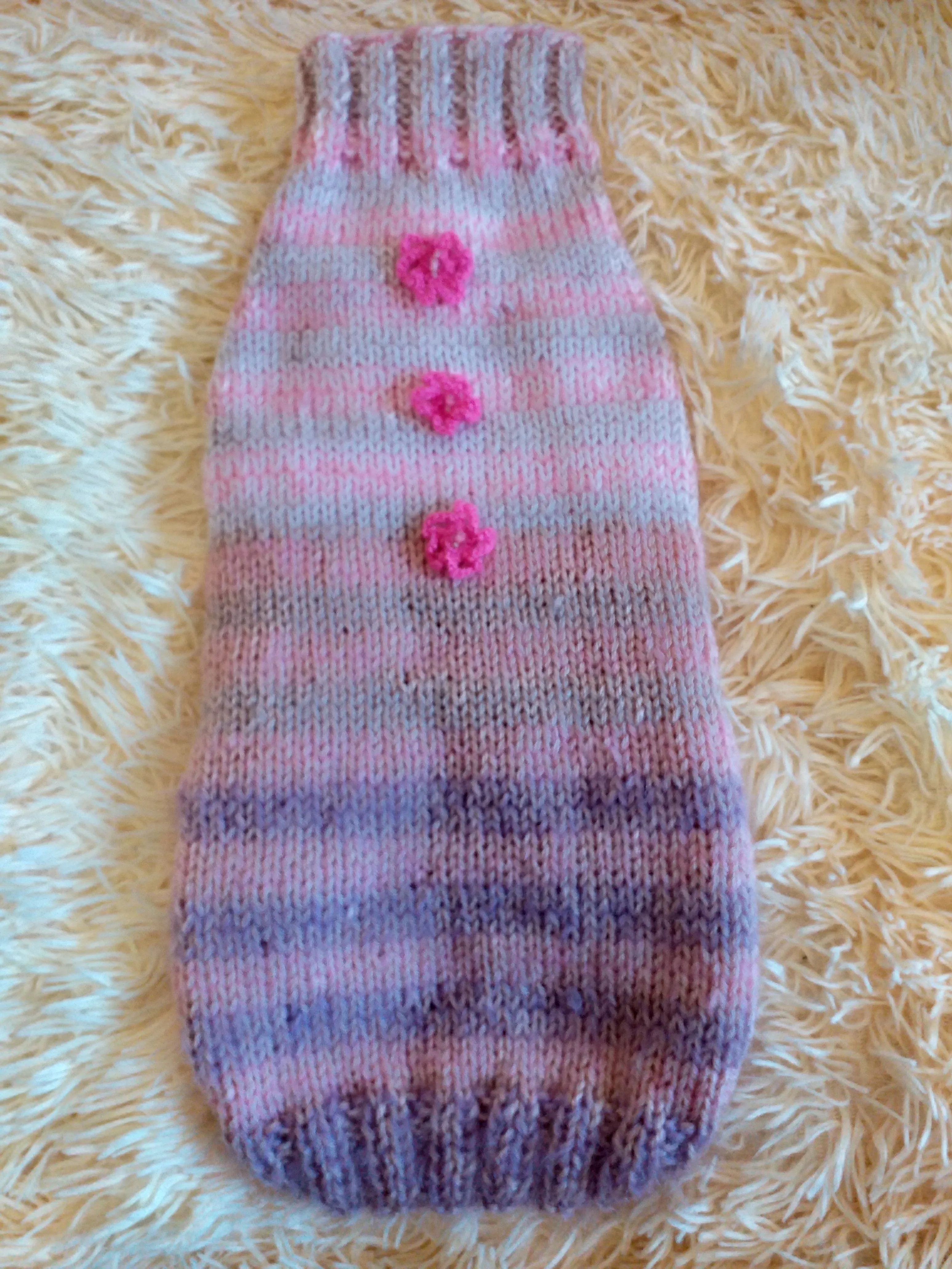 Angora dog sweater with flowers