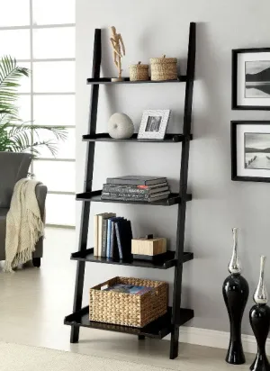 Black Contemporary 5-Tier Ladder Shelf Stand