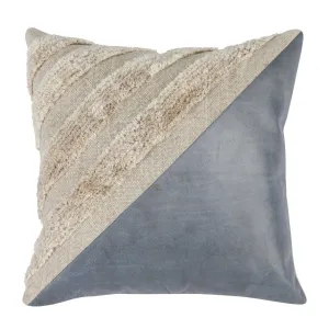 Blue And Ivory Cotton Blend Down Blend Throw Pillow