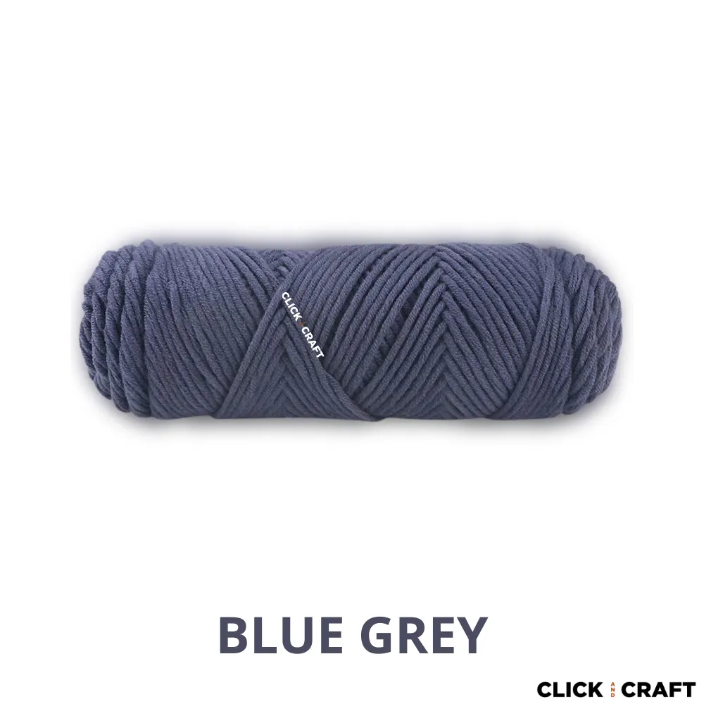 Blue Grey Knitting Cotton Yarn | 8-ply Light Worsted Double Knitting