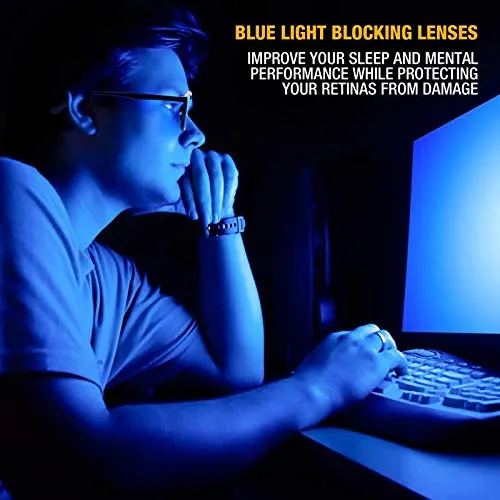 Blue Light Blocking Glasses - Computer Screen Bluelight Protection - Anti UV Glare - Edisto Model ( 1.25, Black)