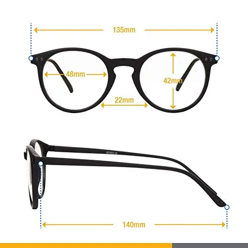 Blue Light Blocking Glasses - Computer Screen Bluelight Protection - Anti UV Glare - Hatteras Model ( 0.0, Black)