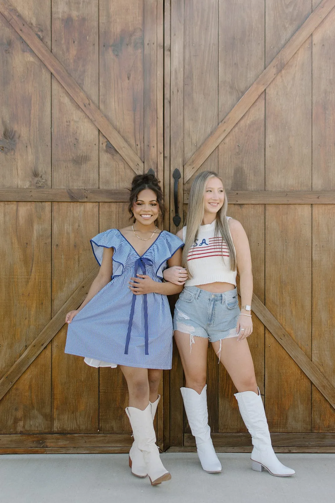 Blue Striped Ruffle Shoulder Dress