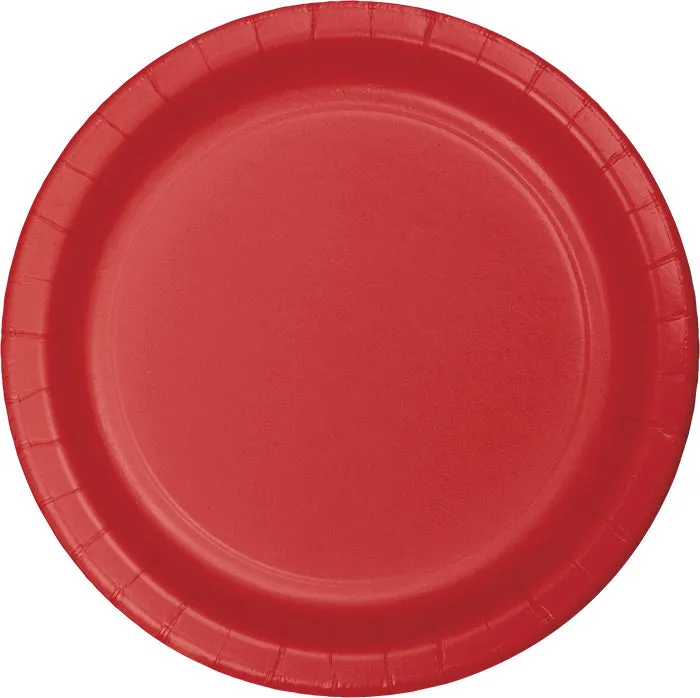 Bulk Classic Red Sturdy Style 8.75 inch Paper Dinner Plates (240 per Case)