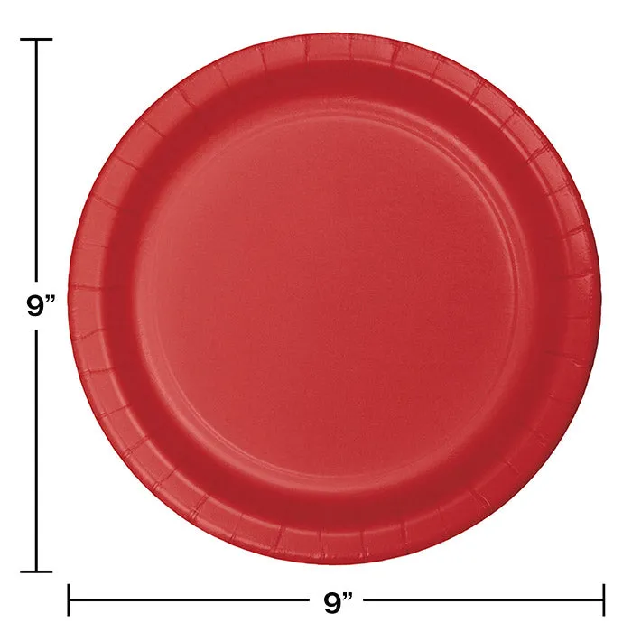 Bulk Classic Red Sturdy Style 8.75 inch Paper Dinner Plates (240 per Case)