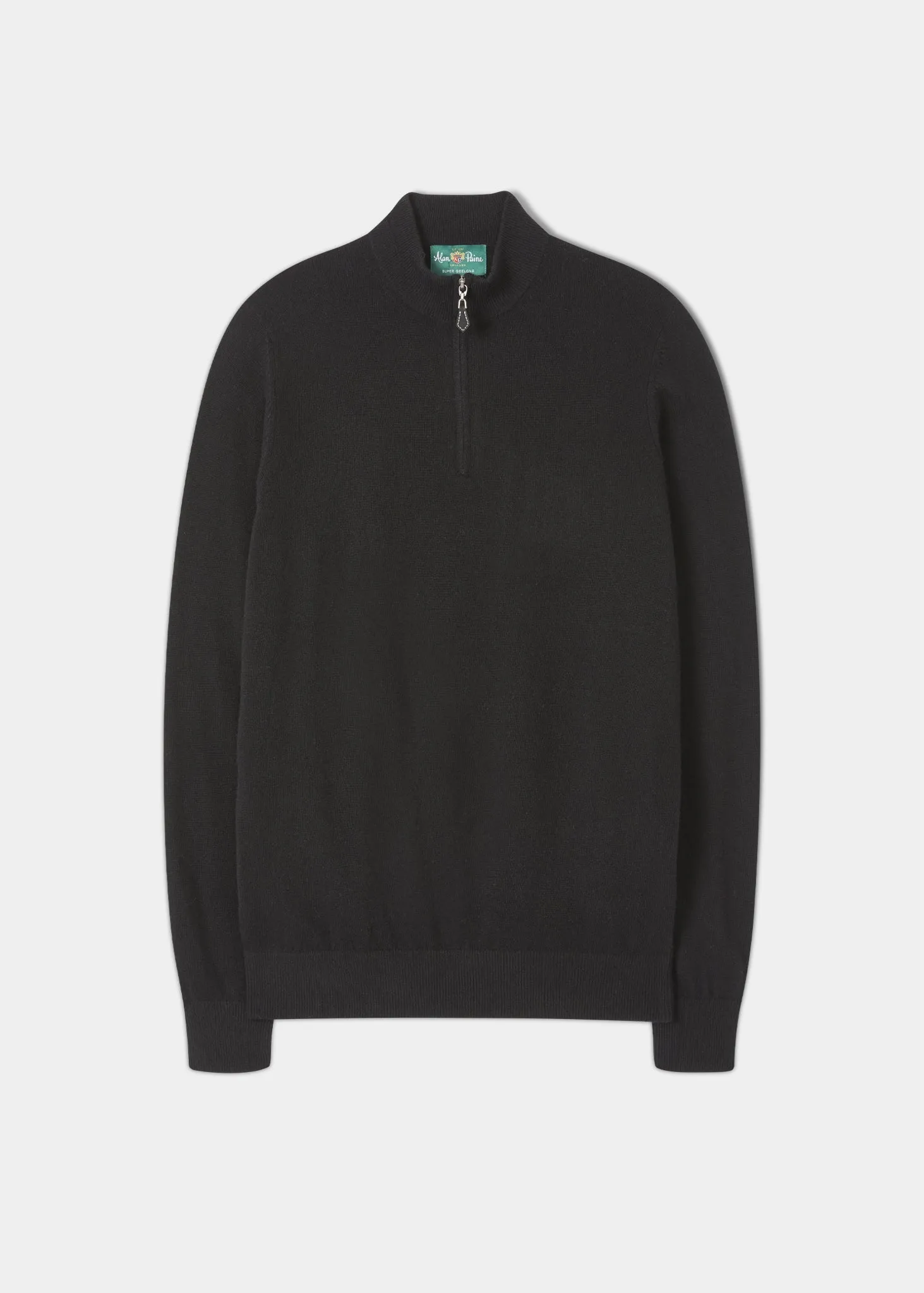 Cairns Geelong Wool 1/4 Zip Jumper in Black - Regular Fit