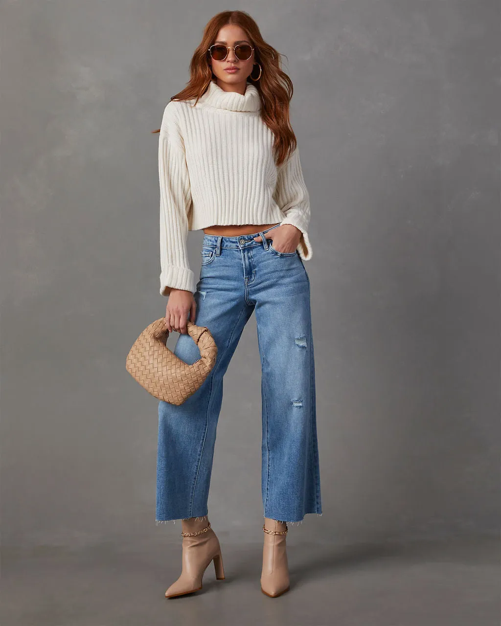 Caleb High Rise Wide Leg Stretch Jeans