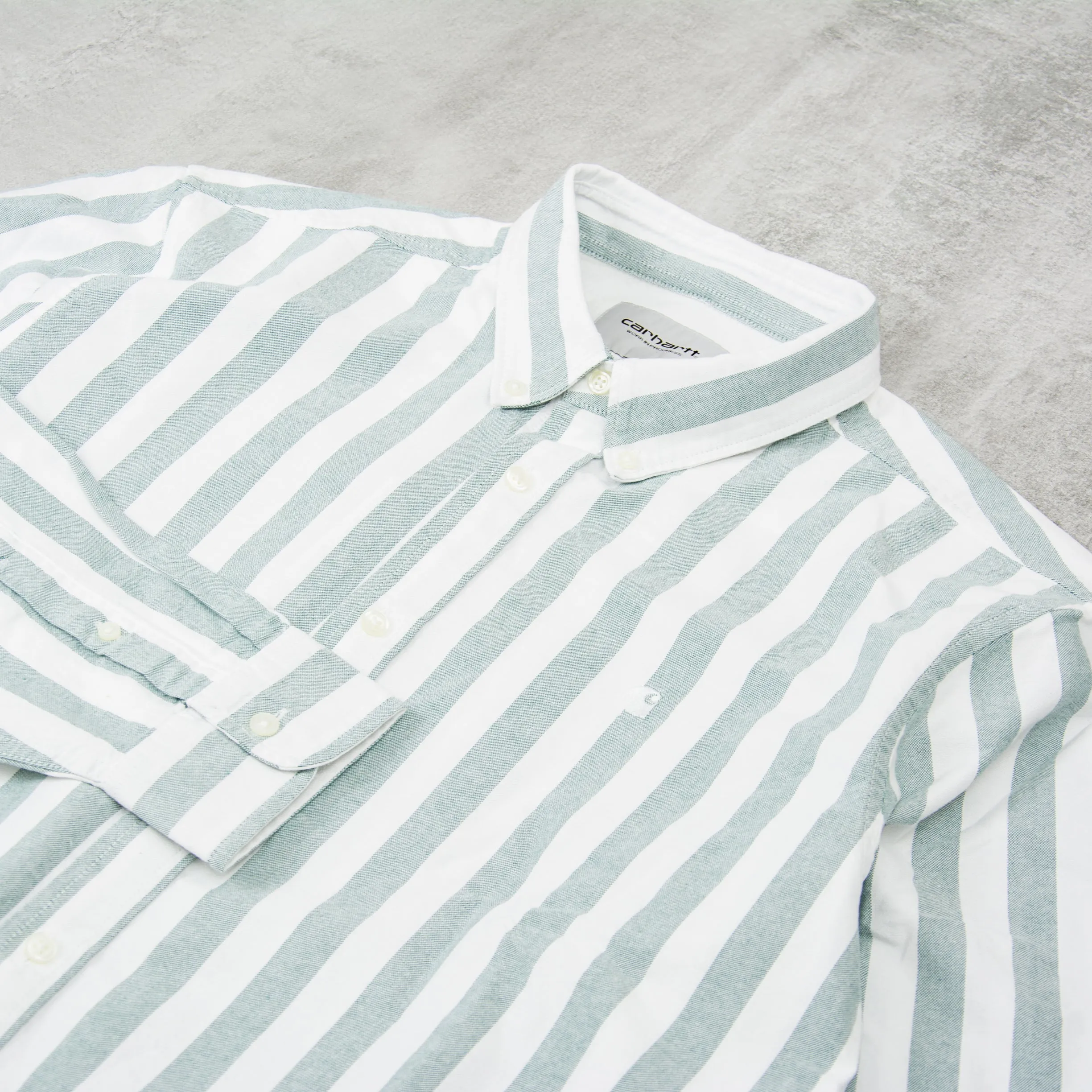 Carhartt WIP Dillion Striped L/S Shirt - Chervil / White