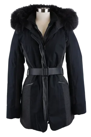 Cashmere Blend Belted Parka W/ Fur Hood