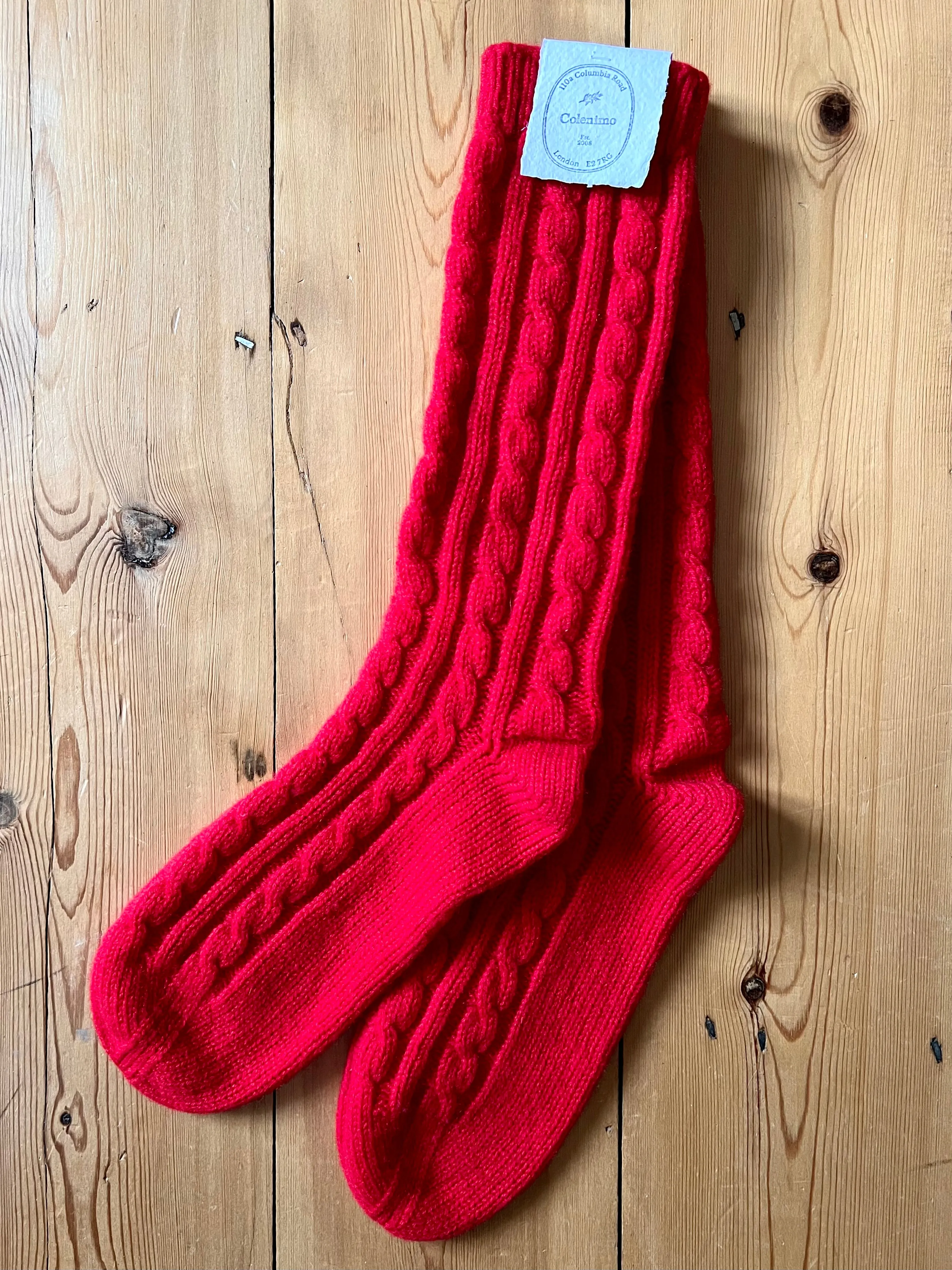 Cashmere Cable Room-socks / Red