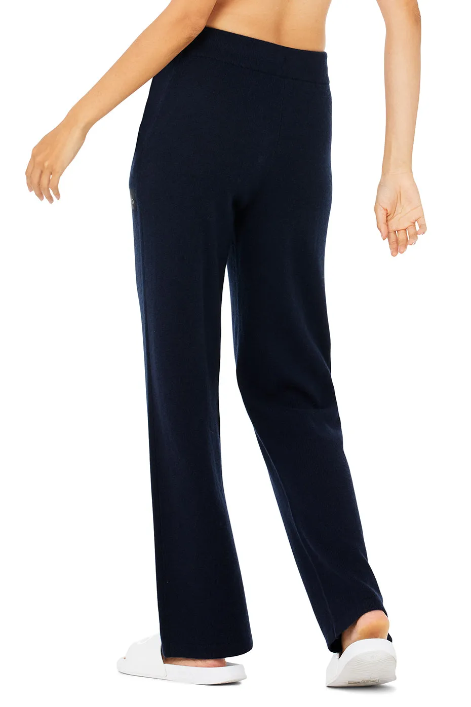 Cashmere High-Waist Jet Set Wide Leg Pant - Navy