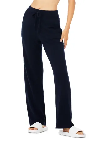 Cashmere High-Waist Jet Set Wide Leg Pant - Navy