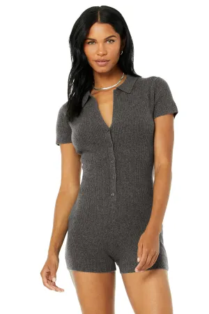 Cashmere Ribbed Staycation Playsuit - Cozy Grey Heather