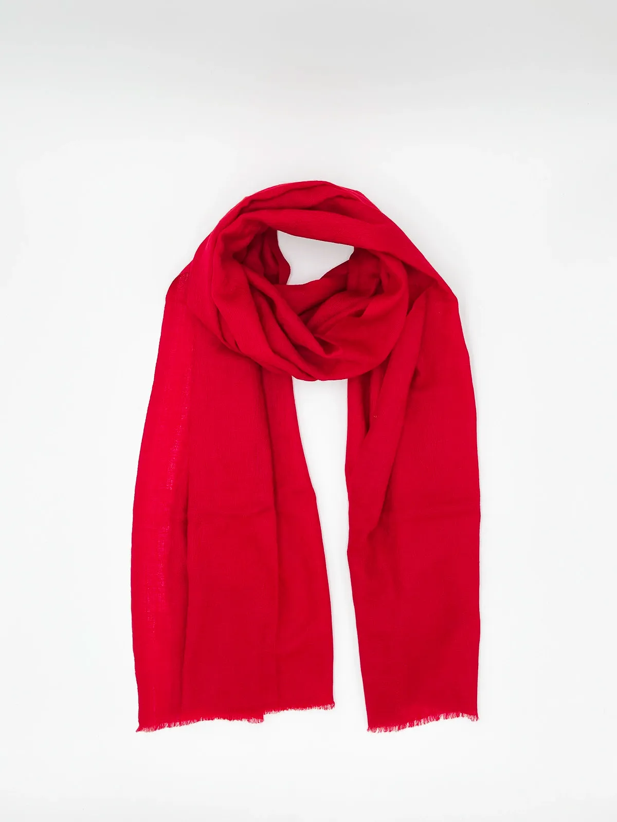 Cashmere Scarf - SELF DESIGN BRIGHT RED