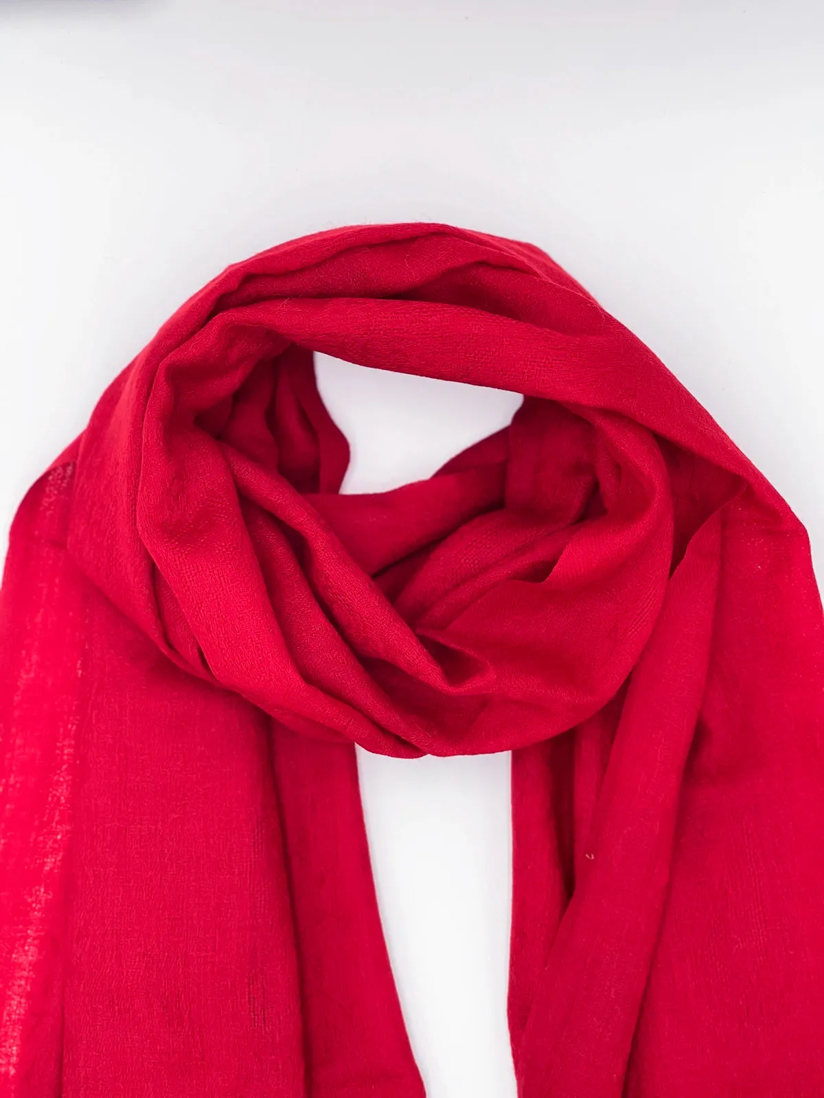 Cashmere Scarf - SELF DESIGN BRIGHT RED