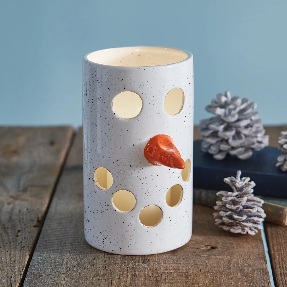 Charming Ceramic Snowman Candle Holder Luminary