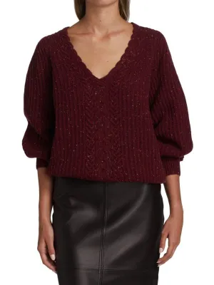 Co Wool Blend Pullover Sweater, Dark Red