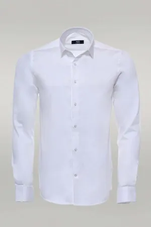 Cream Long Sleeve Slim-Fit Shirt - Wessi