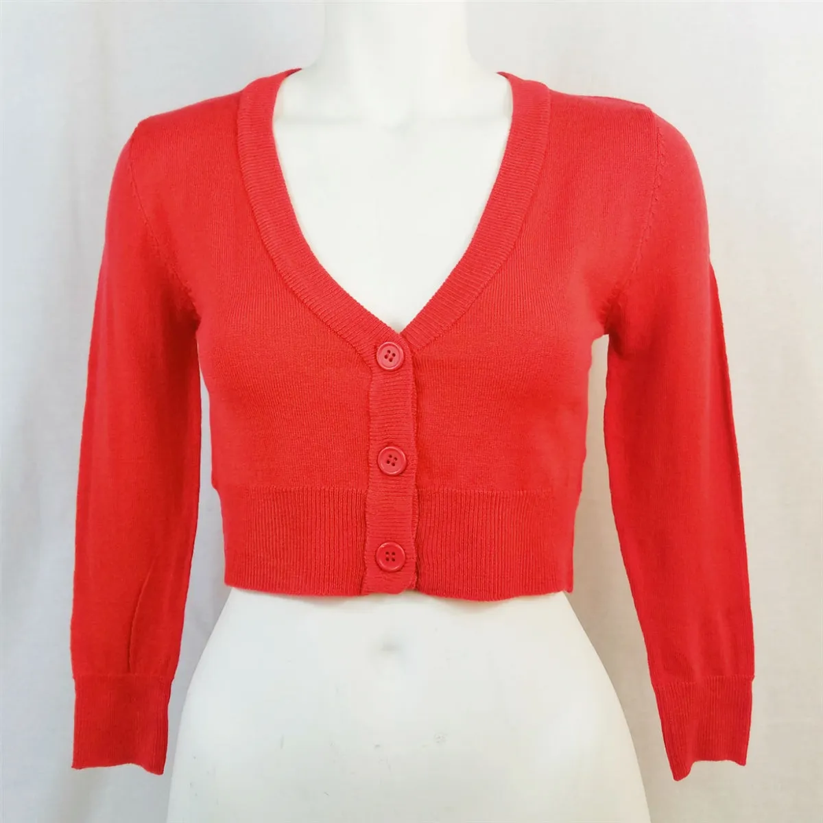 Cropped Cardigan - Tomato Red