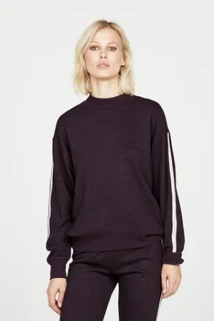 David Lerner - French Terry Mock Neck Pullover in Deep Plum