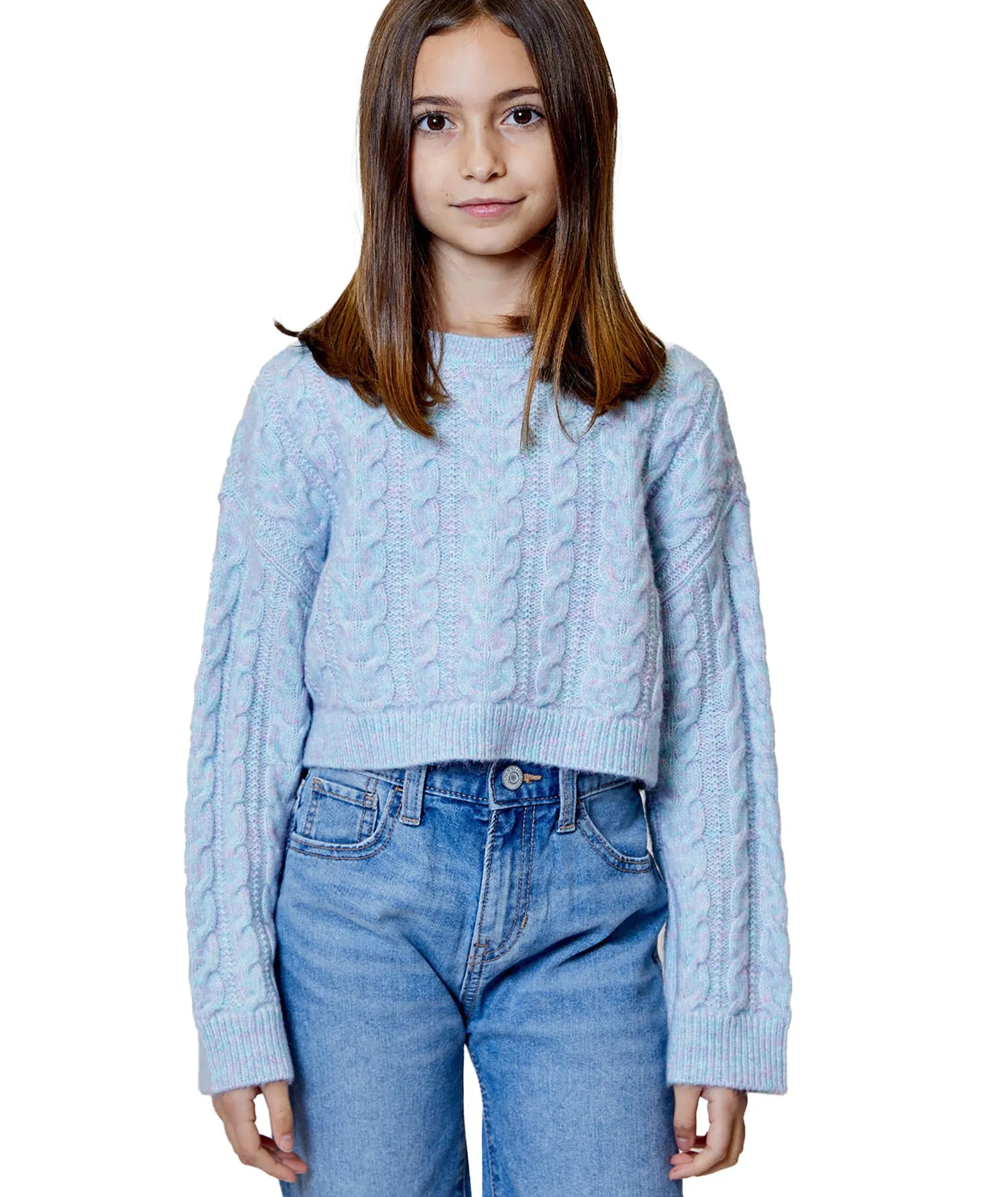 Design History Girls Blue/Pink Combo Sweater