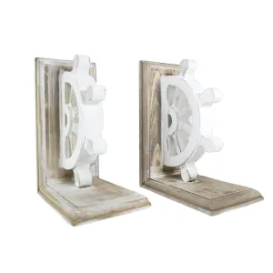 Distressed Vintage Nautical Wood Bookends (Set of 2)