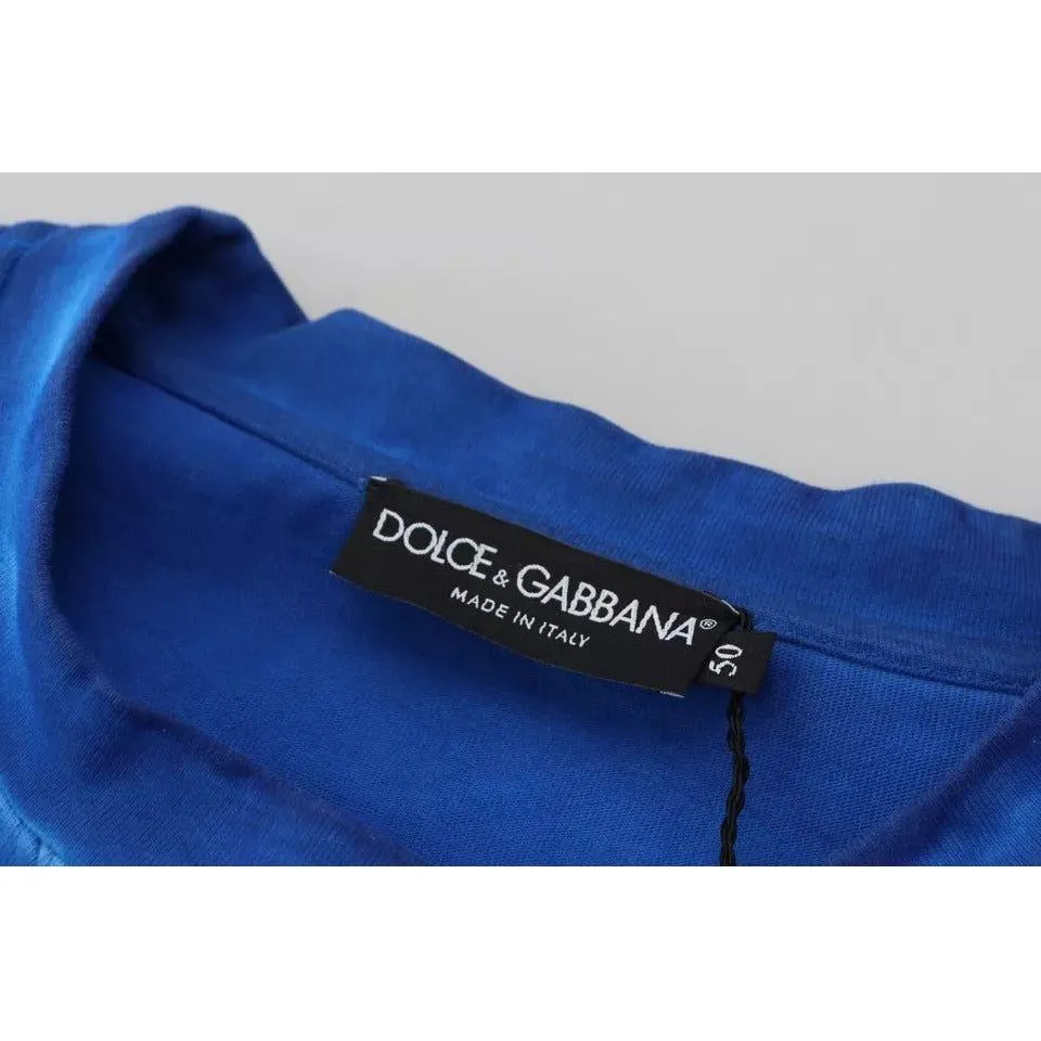 Dolce & Gabbana Blue DGWAY Cotton Crewneck Pullover Sweater