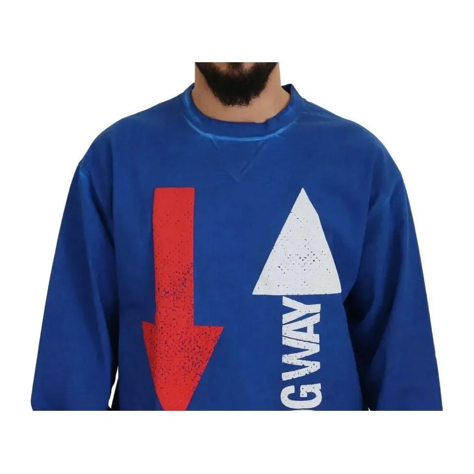 Dolce & Gabbana Blue DGWAY Cotton Crewneck Pullover Sweater