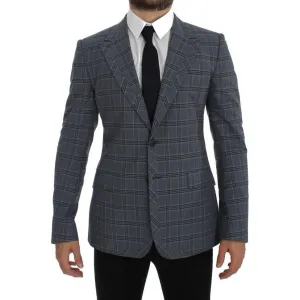 Dolce & Gabbana Elegant Blue Checkered Slim Fit Blazer