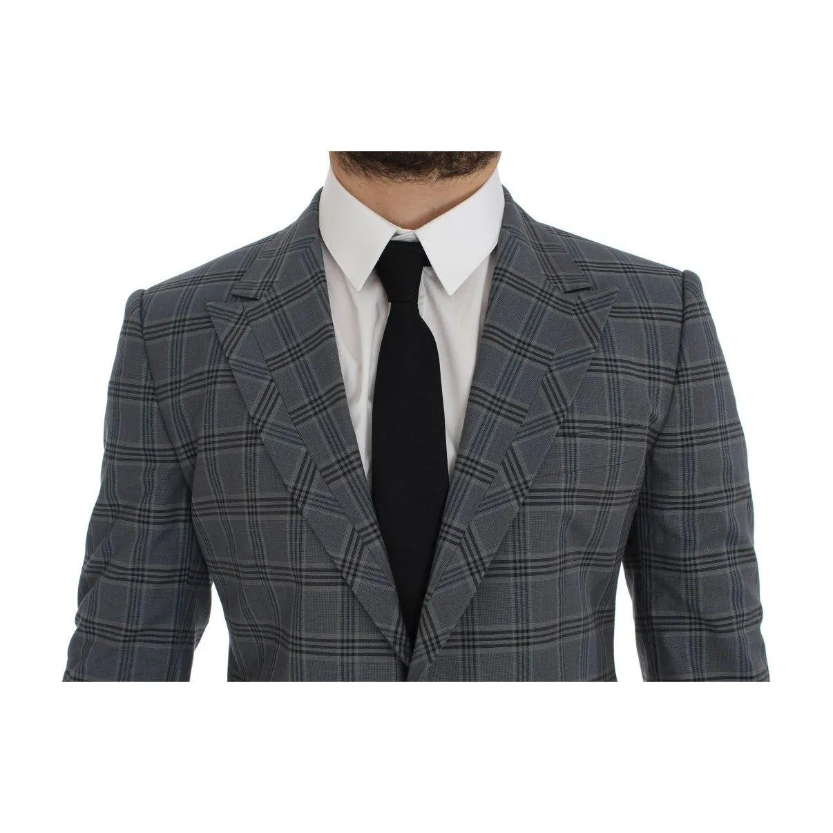 Dolce & Gabbana Elegant Blue Checkered Slim Fit Blazer