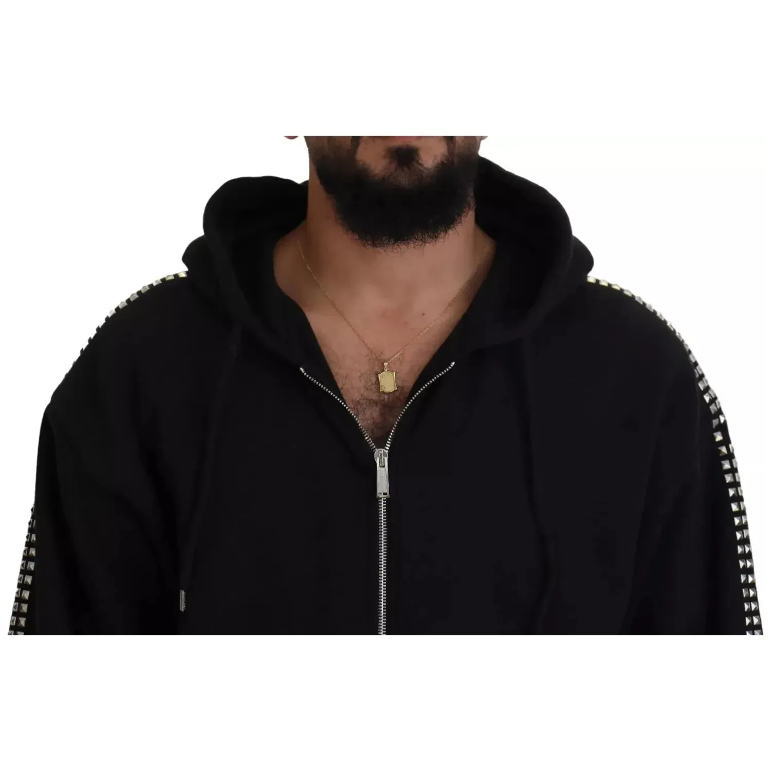 Dsquared² Black Embellished Full Zip Hooded Sweater