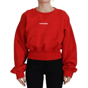 Dsquared² Red Logo Print Women Crew Neck Long Sleeve Sweater