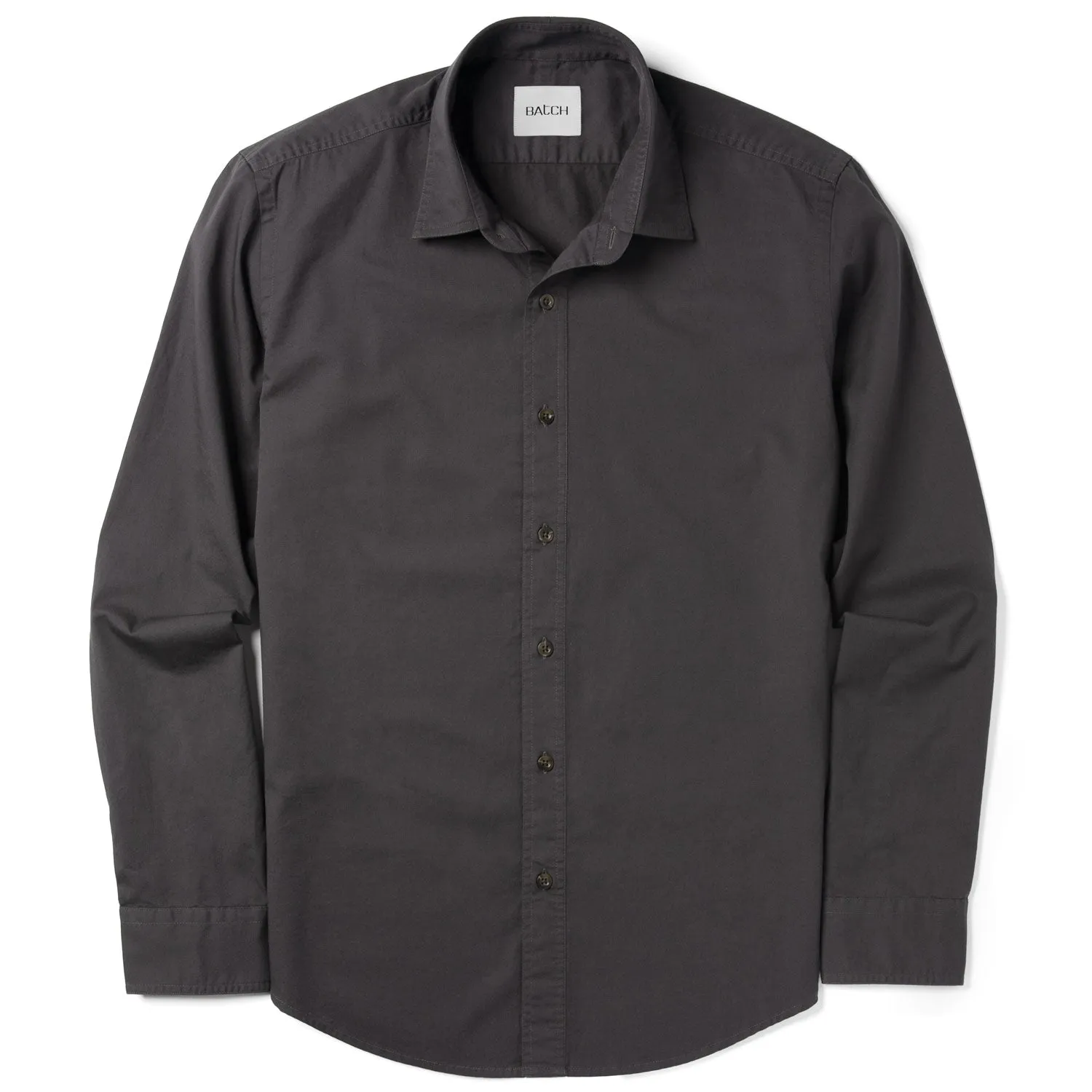 Essential Spread Collar Casual Shirt - Slate Gray Cotton Twill