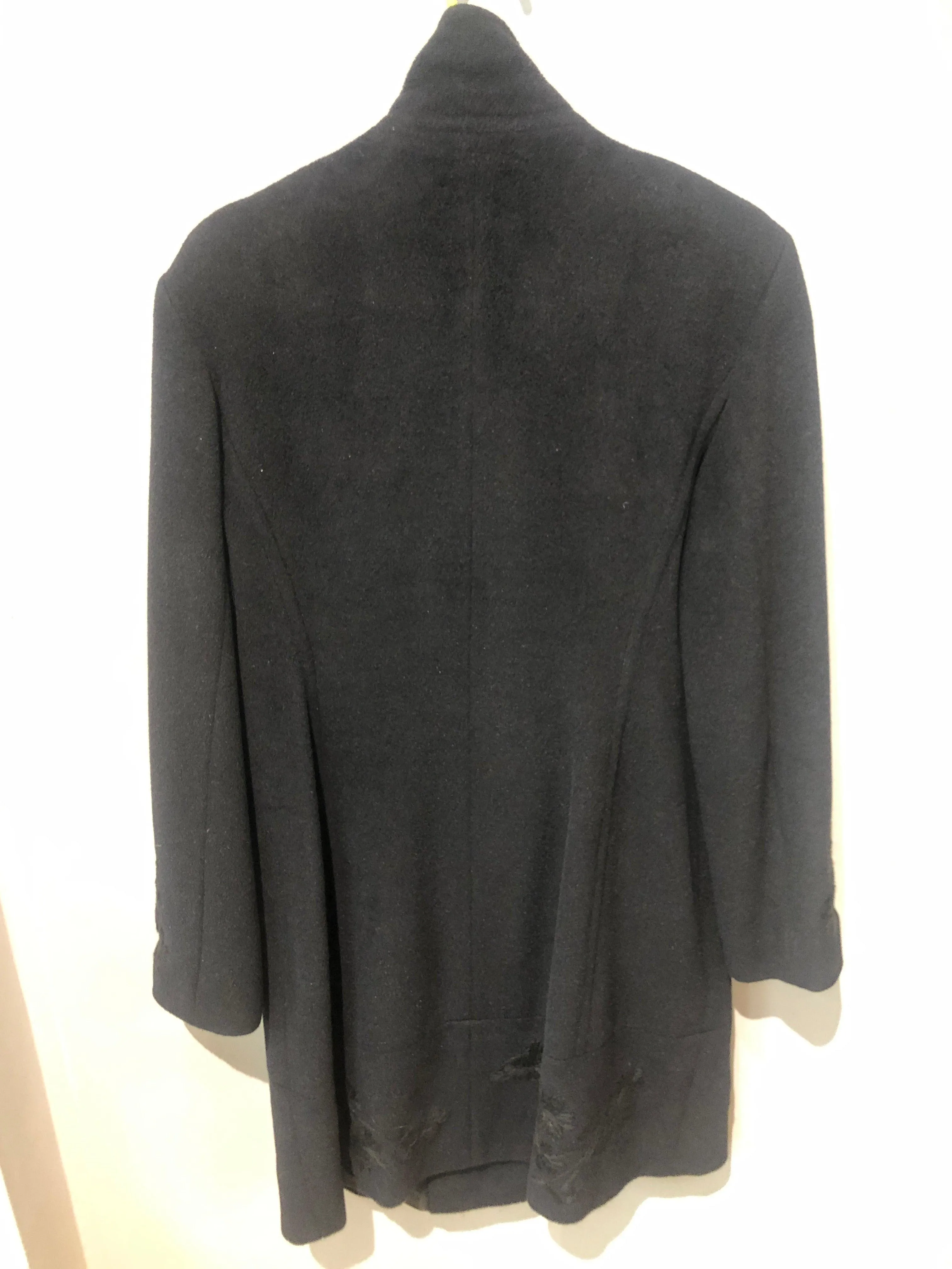 Feraud black angora wool and cashmere coat. Size 10