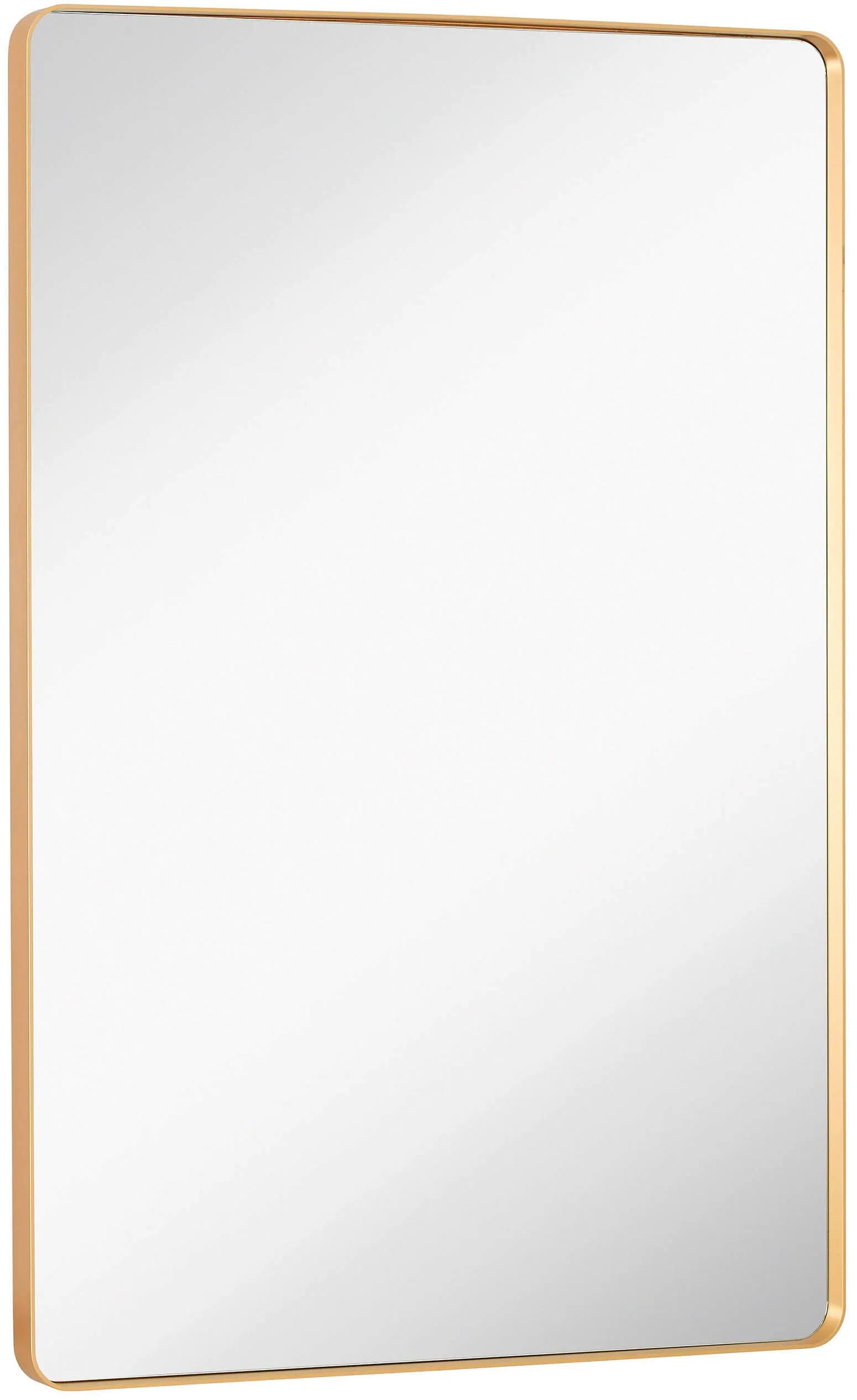 Hamilton Hills Contemporary Brushed Metal Wall Mirror | Glass Panel Black Framed Rounded