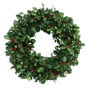 Holly Branch Wreath 30"