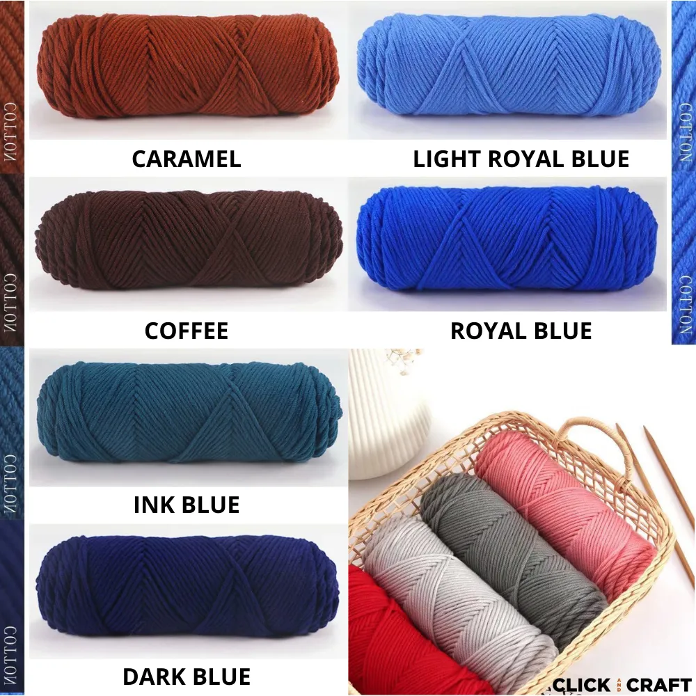 Ink Blue Knitting Cotton Yarn | 8-ply Light Worsted Double Knitting