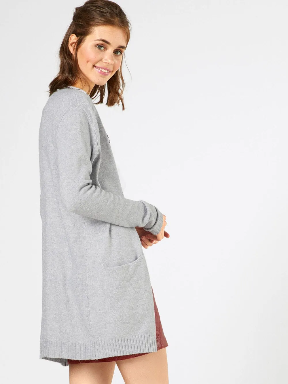 Knitted cardigan Vila Ril, mottled gray