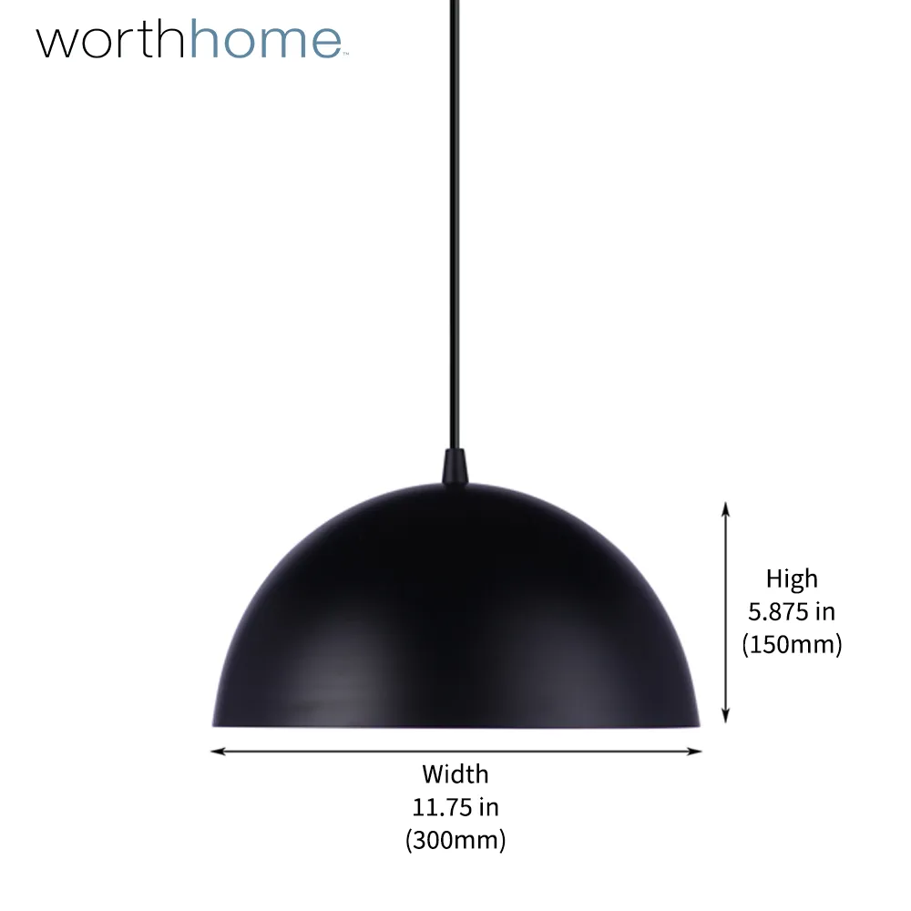 Large Matte Black & Gold Metal Dome Instant Pendant Recessed Can Conversion Kit